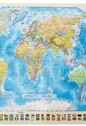 Карта Мира. Политическая с флагами. 1: 85 млн (с магнитными креплениями)