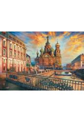 Холст для рисования по номерам "Москва на рассвете", без подрамника, 40x50 см (Х-1960)