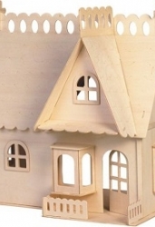 Дом с портиком. Сборная деревянная модель (DH002)